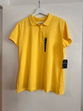 St. John's Bay Bright Yellow Women's Short Sleeve Polo, Sz XL, NWT